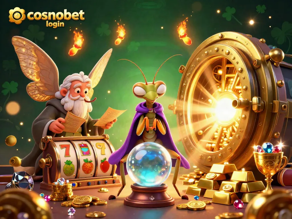 Experience the magic of cosmobet login with animated fortune tellers and casino excitement.