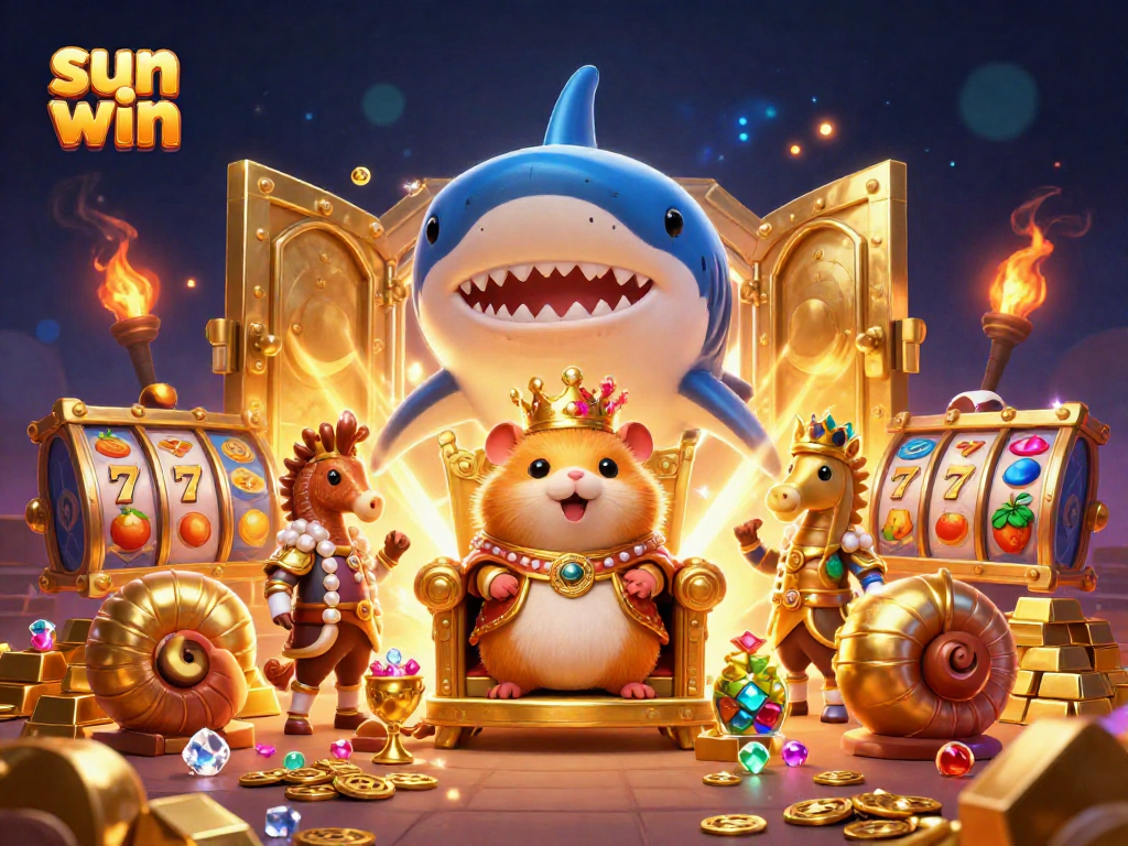 Experience the thrill of sun win slots with a royal hamster king in a treasure-filled realm.